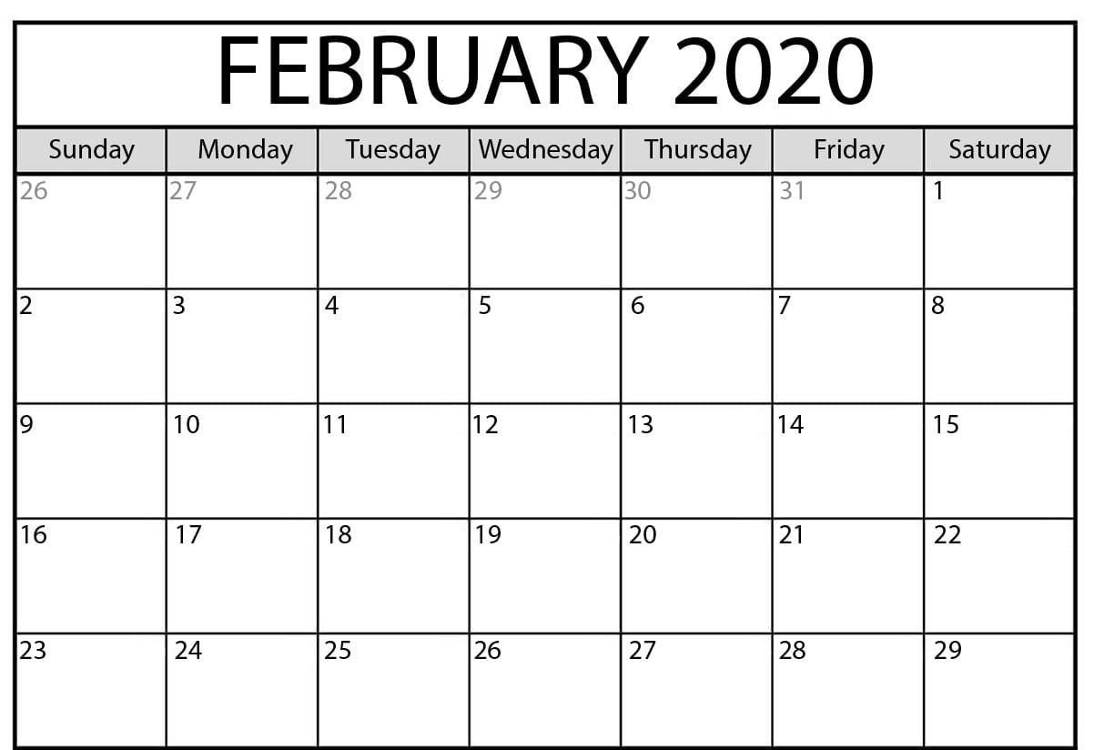 February 2020 Calendar PDF