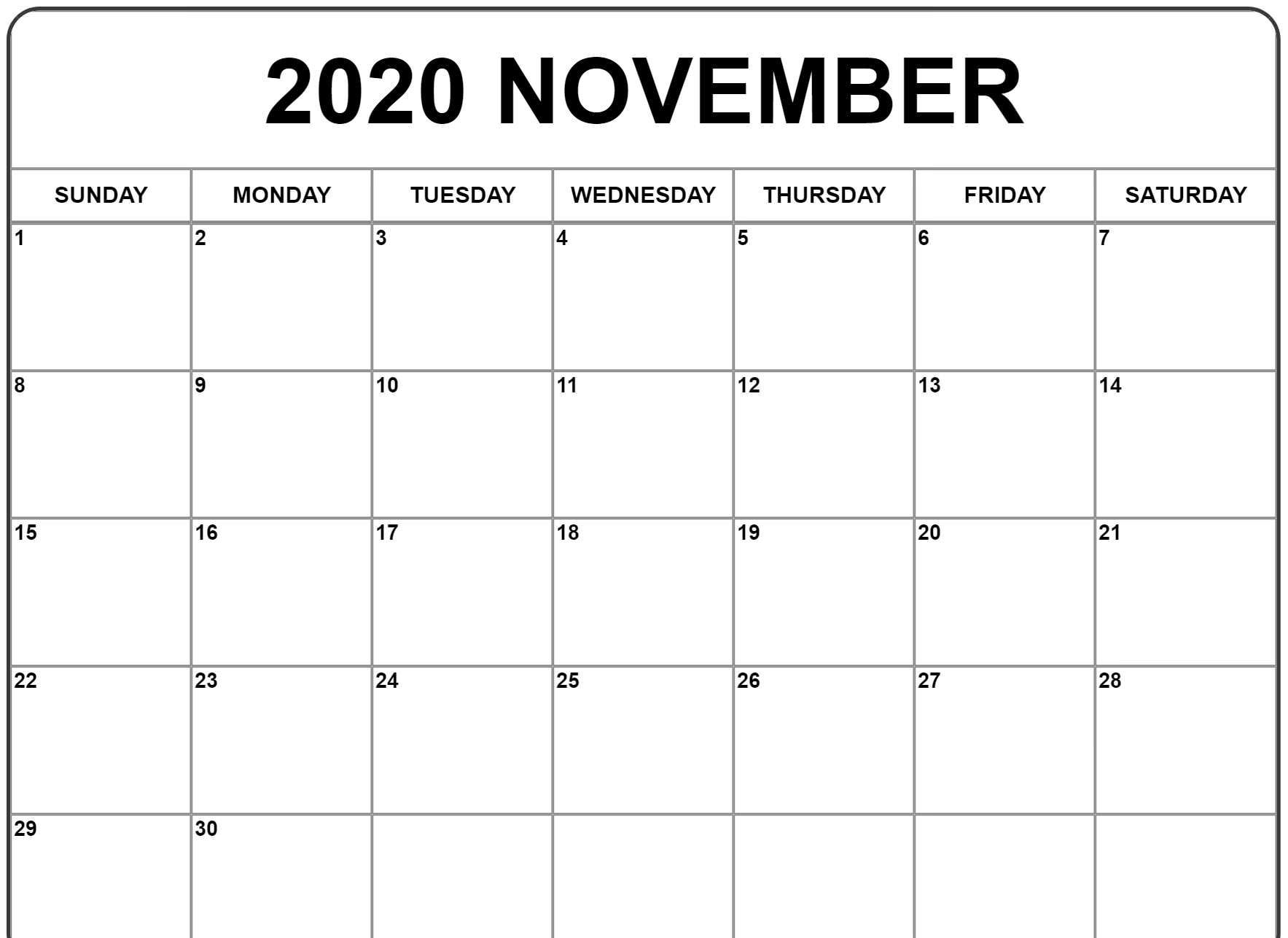 November 2020 Calendar