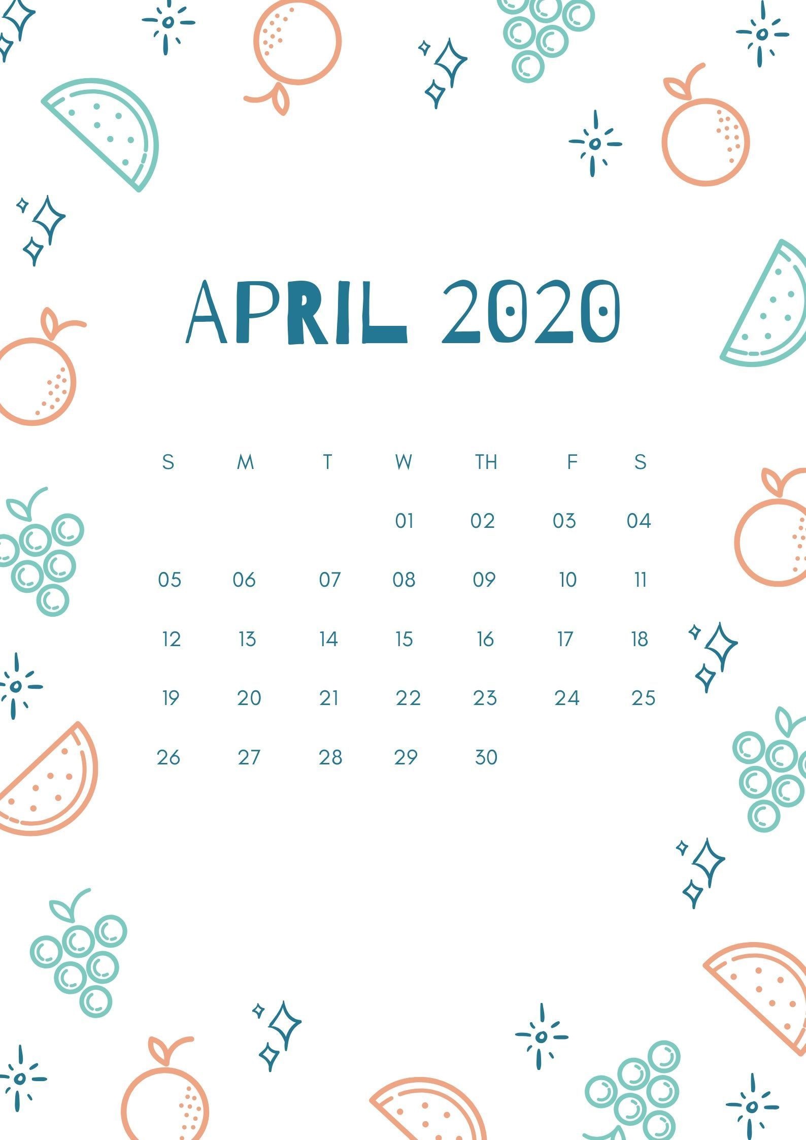April 2020 Calendar iPhone Wallpaper