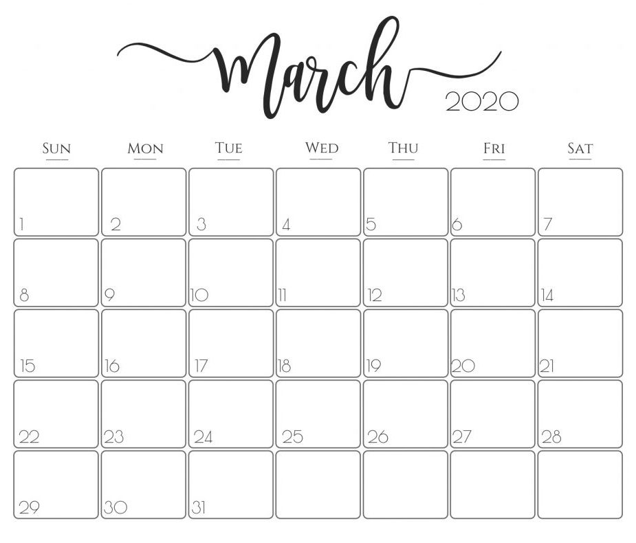 Cute March 2020 Calendar