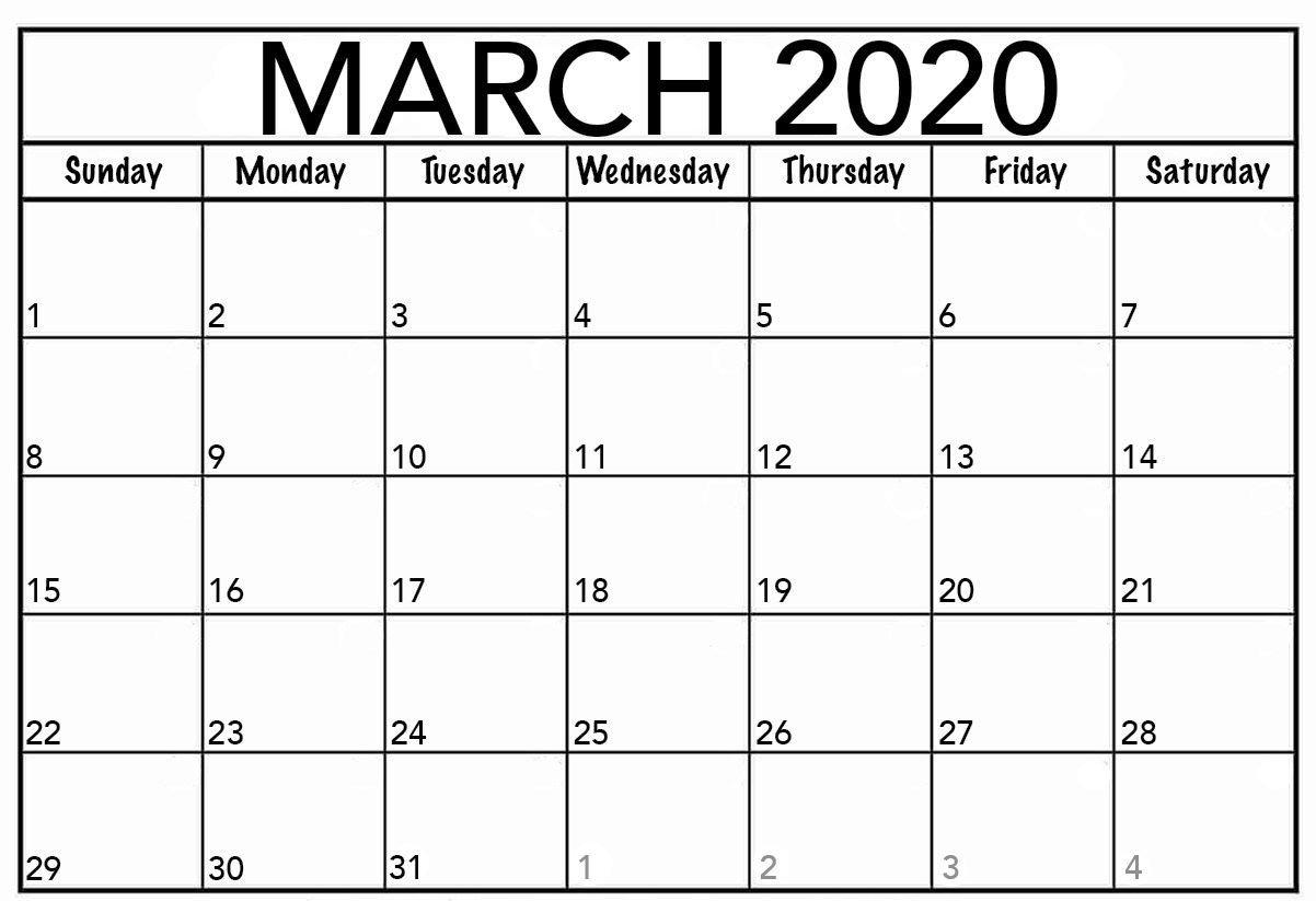 March 2020 Calendar With Holidays Template