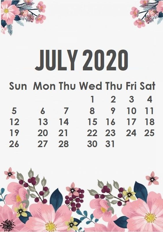 Floral June 2020 iPhone Calendar