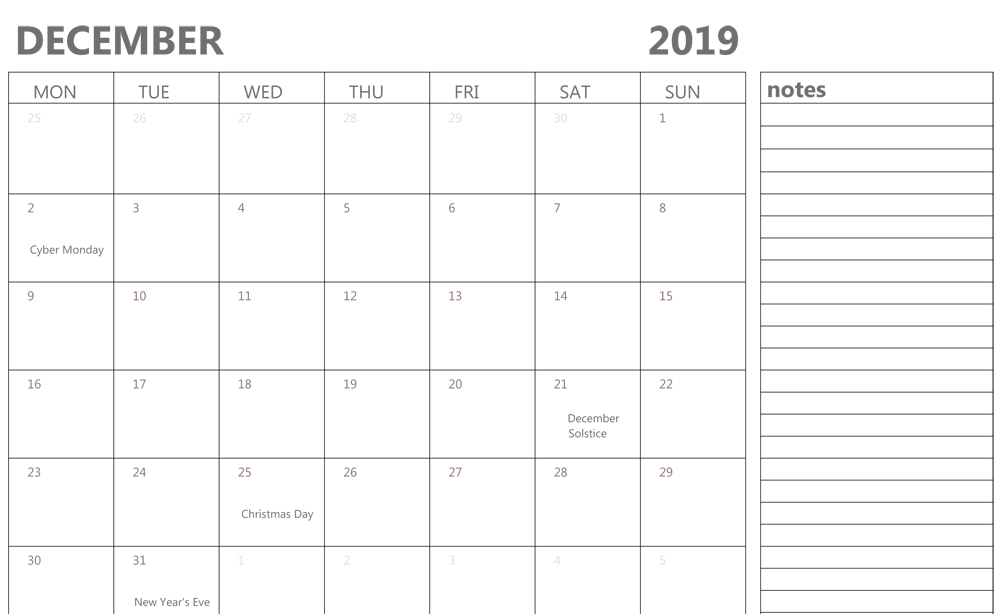 December 2019 Calendar with Holidays India