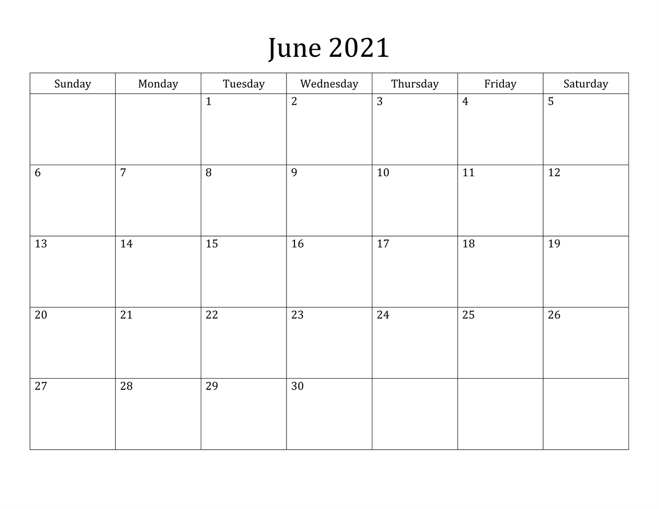 2021 June Calendar PDF