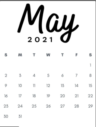 Blank May 2021 Calendar