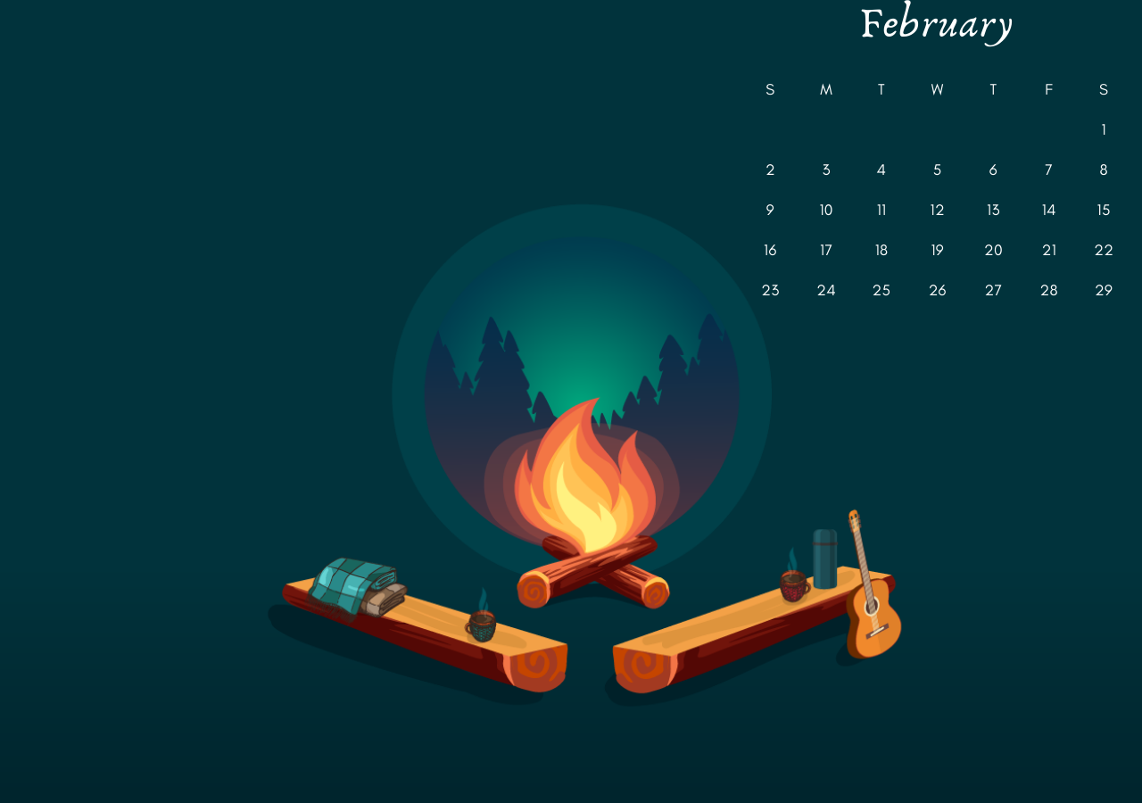Feb 2020 PC Wallpaper Calendar