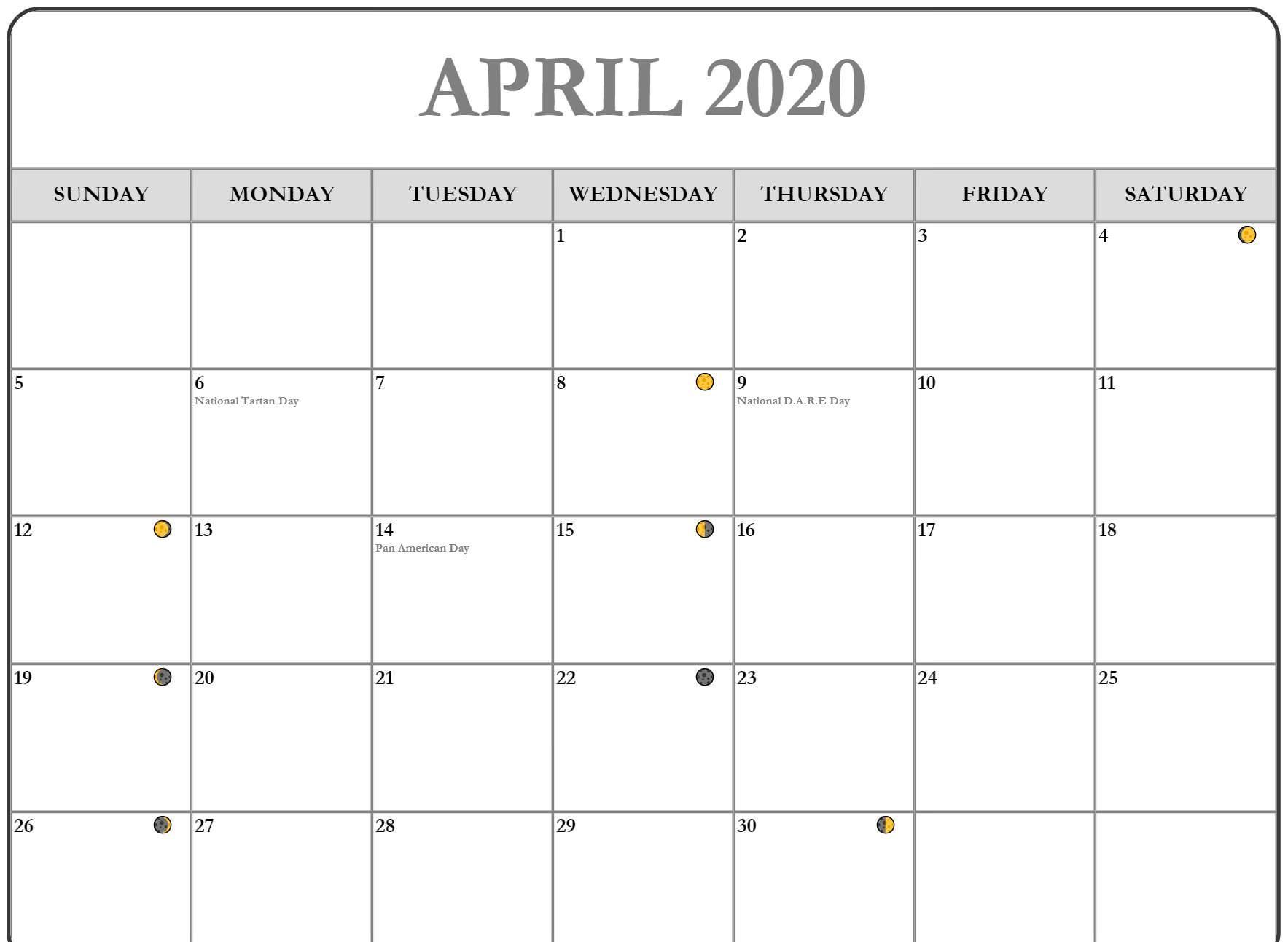 April 2020 Moon Calendar