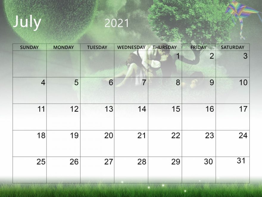 Inspirational July 2021 Calendar Wallpaper